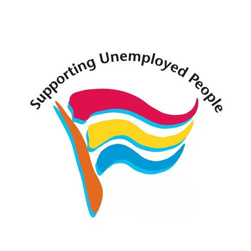 INOU Flag and Supporting Unemployed People Logo 