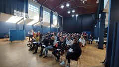Crowd at welfare rights presentation in Lisdoonvarna