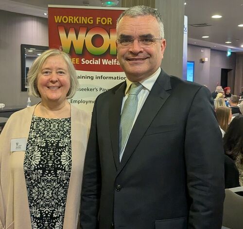 INOU Director, Brid O'Brien and Minister Dara Calleary