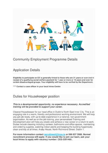 Community Employment Programme , cleaner2 | INOU